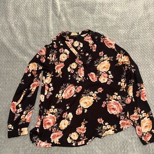 Forever 21 Black Floral Blouse